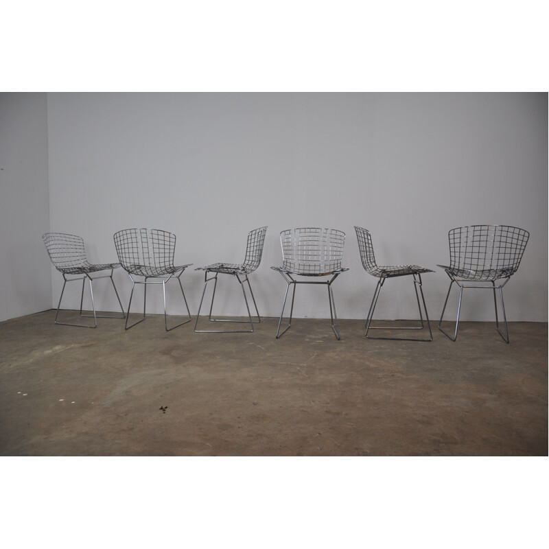 Suite de 6 chaises vintage chromées de Harry Bertoia pour Knoll international