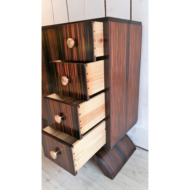 Vintage highboard art-deco in macassar veneer