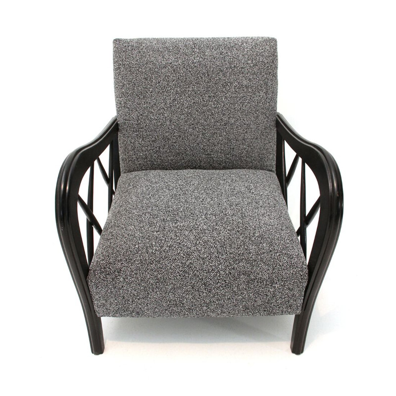 Vintage Italian armchair in grey fabric