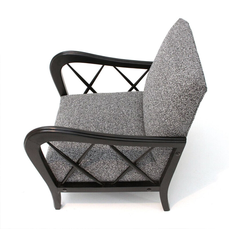 Vintage Italian armchair in grey fabric