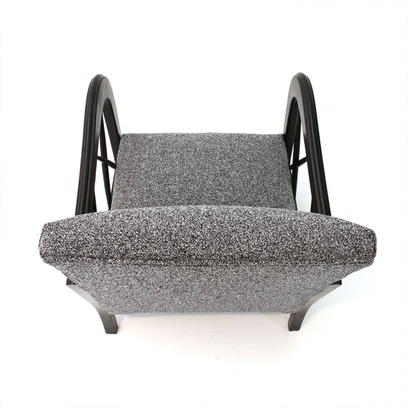 Vintage Italian armchair in grey fabric