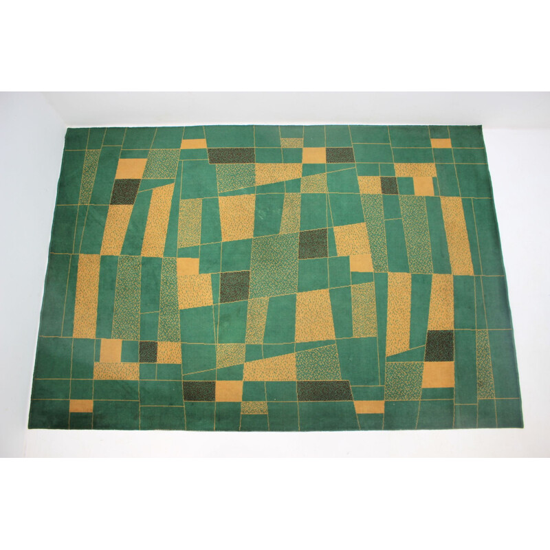 Vintage geometric rug, Czech 1950