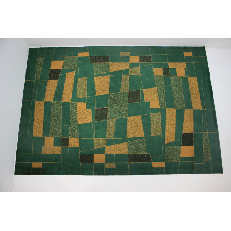 Vintage geometric rug, Czech 1950