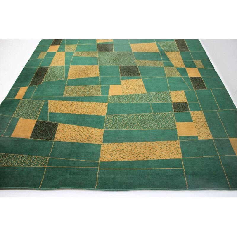 Vintage geometric rug, Czech 1950