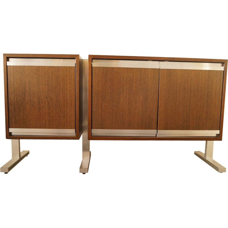 Vintage sideboard for Ligne Roset in teak and aluminum 1970