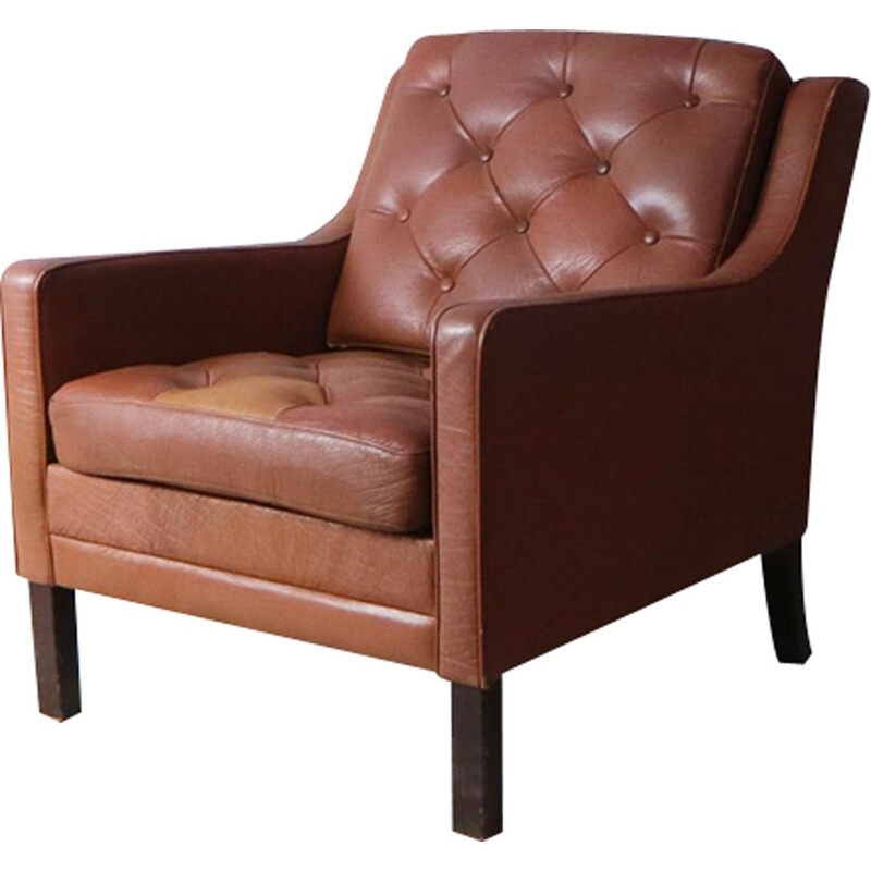 Fauteuil vintage en cuir danois