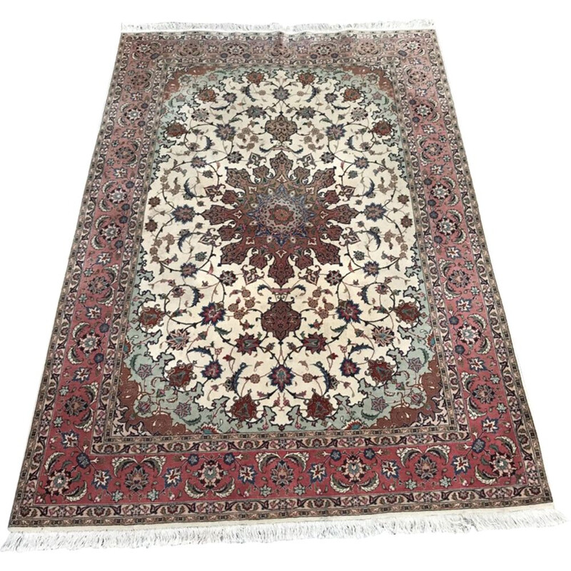 Tapis vintage Persan Tabriz en laine et soie