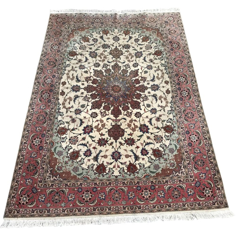 Vintage Persian Tabriz rug in wool and silk