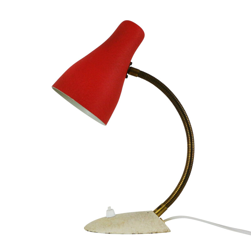 Vintage red desk light in metal 1950