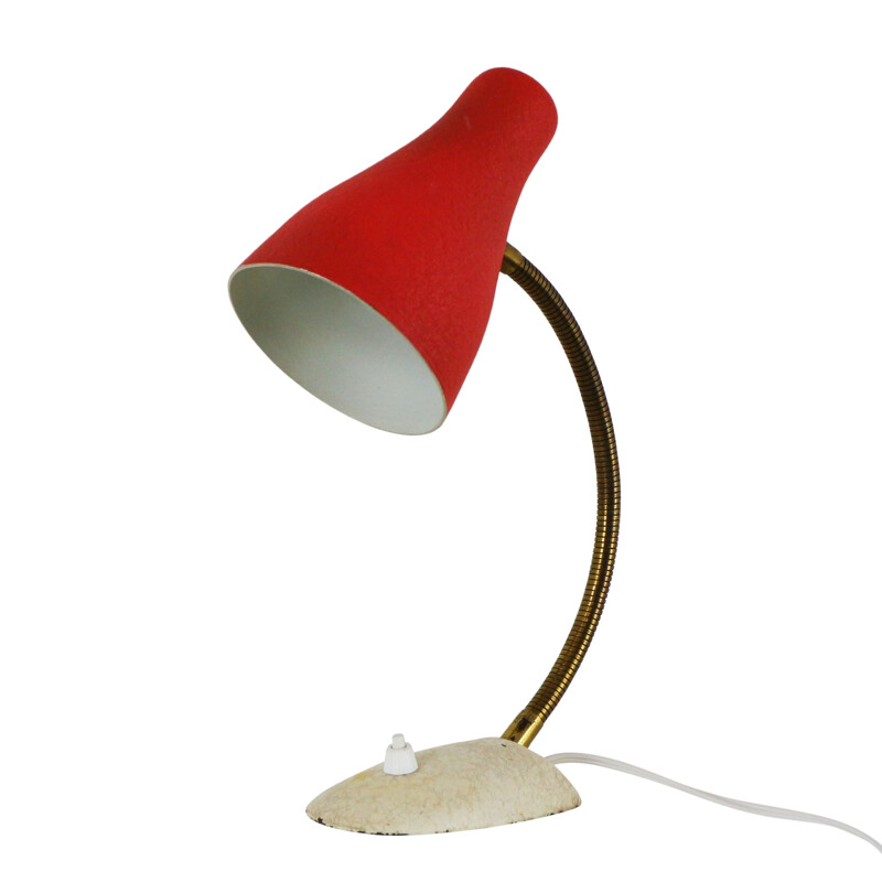 Vintage red desk light in metal 1950