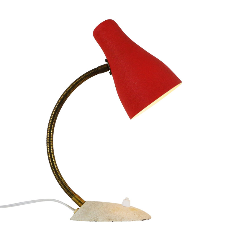 Vintage red desk light in metal 1950