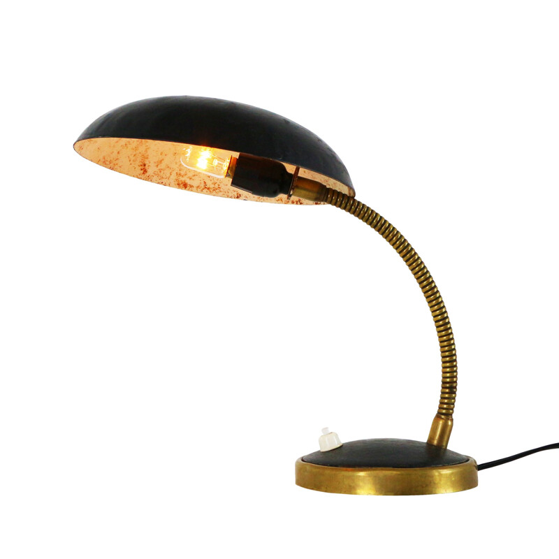 Vintage desk lamp in black metal 1940