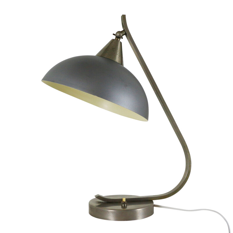 Vintage industrial grey lamp in metal and aluminium 1950s