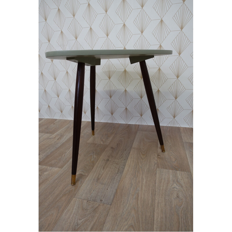 Vintage green tripod side table in wood 1960