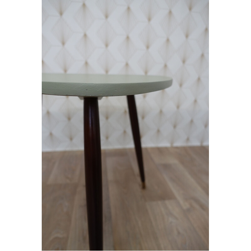 Vintage green tripod side table in wood 1960