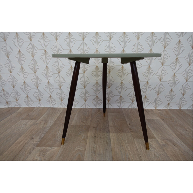 Vintage green tripod side table in wood 1960