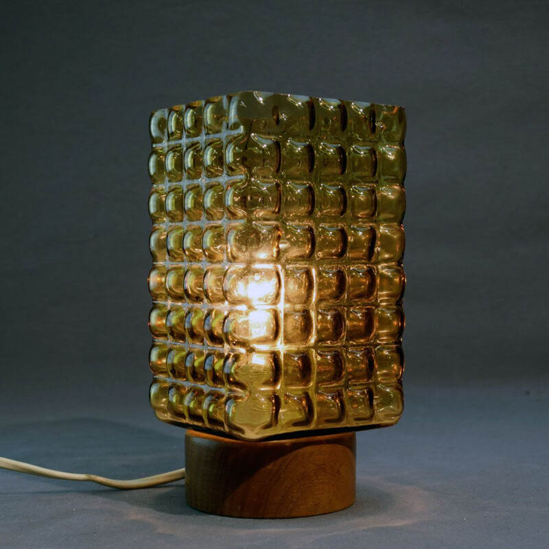 Lampe vintage Temde allemande en teck et verre 1960