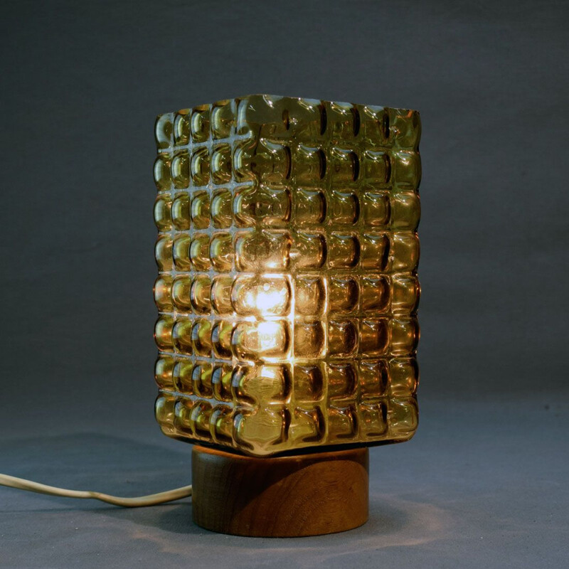 Vintage german Temde lamp in teak and glass 1960