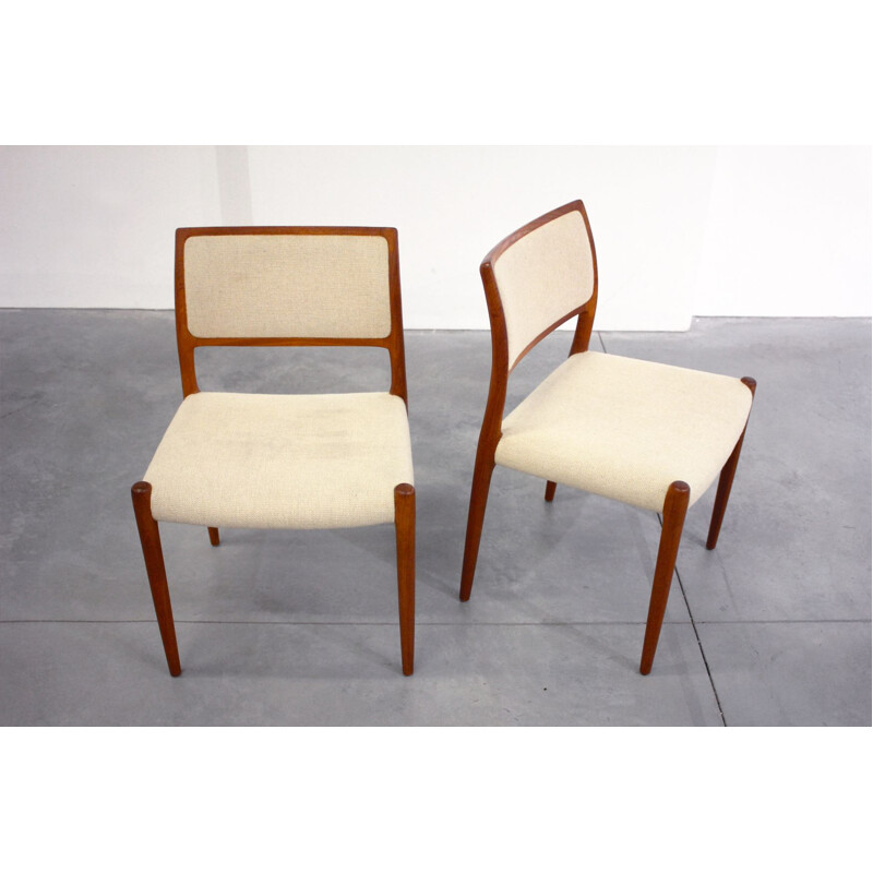 Set of 4 vintage chairs by Niels Otto Møller for J.L. Møllers Møbelfabrik in teak and wool