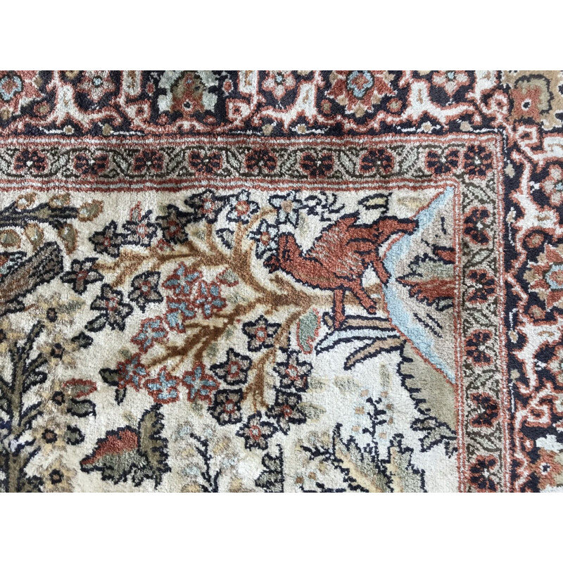 Vintage multicoloured silk and cotton carpet 1980