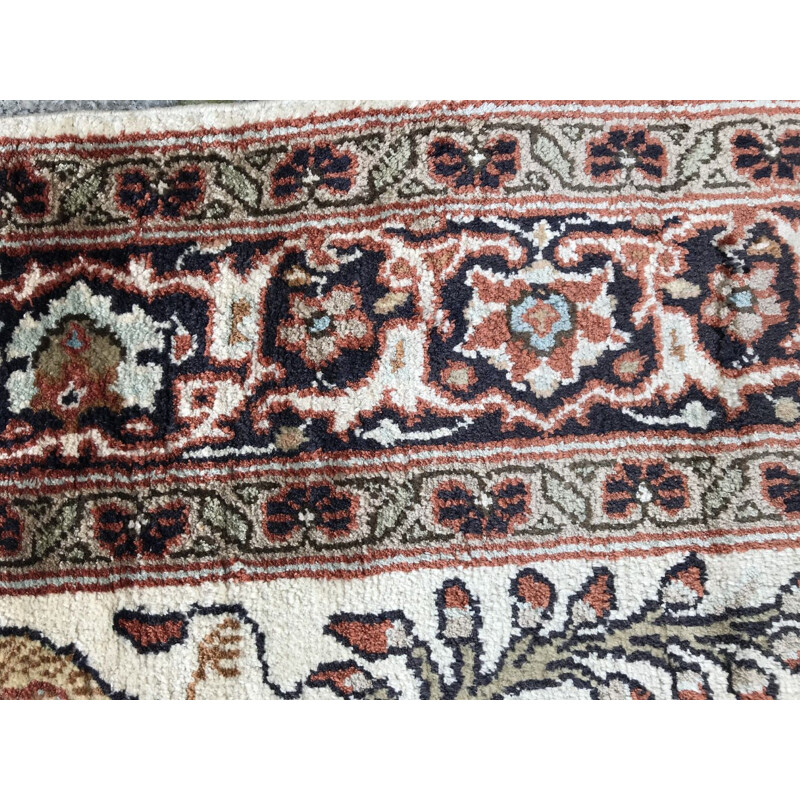 Vintage multicoloured silk and cotton carpet 1980