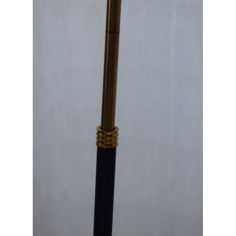 Vintage Lunel black floor lamp in metal and brass 1950