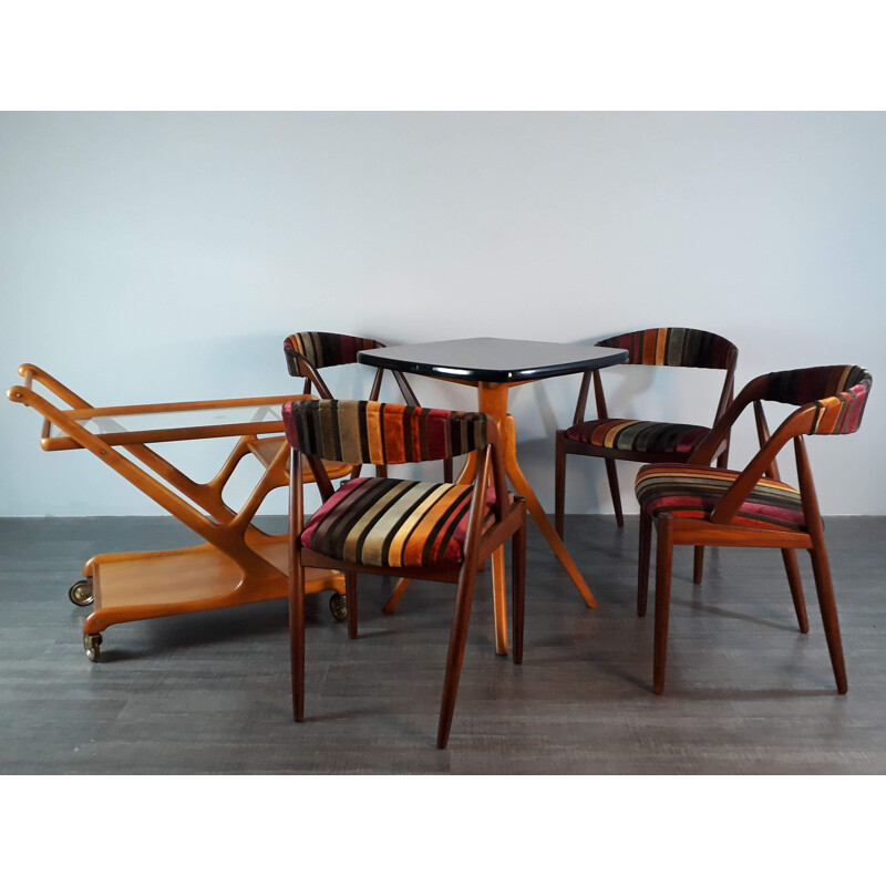 Set of 4 vintage chairs for Schou Andersen Moblefabrik in teak and fabric