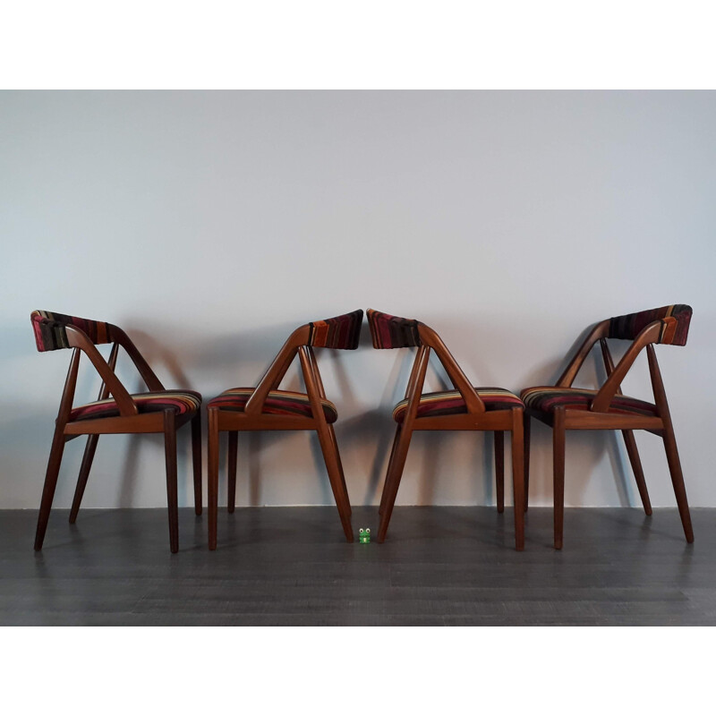 Set of 4 vintage chairs for Schou Andersen Moblefabrik in teak and fabric