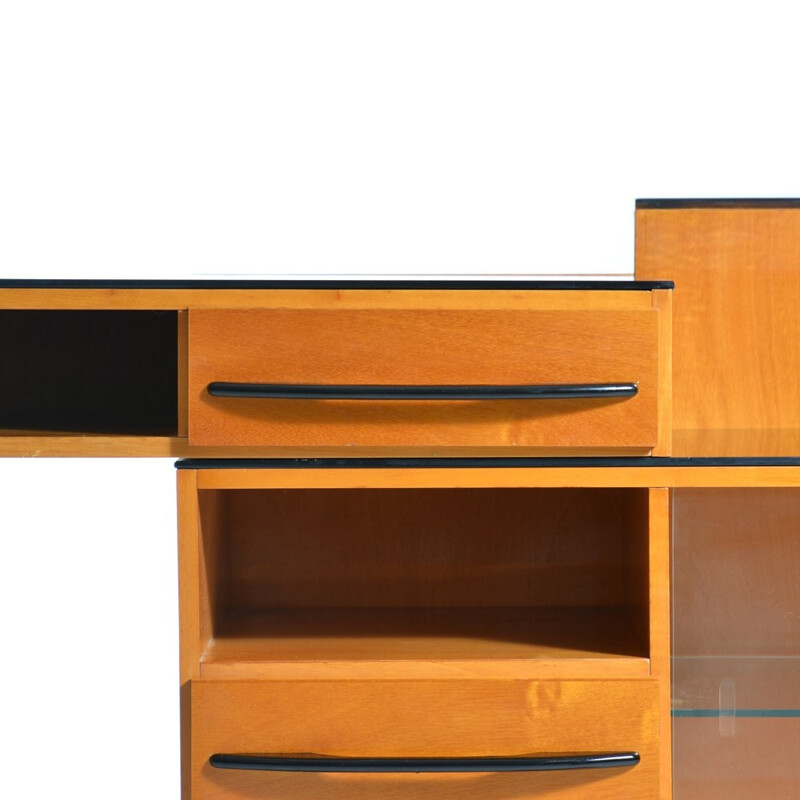 Czechoslovakian sideboard with desk in wood and glass, Novy Domov NP edition - 1970s