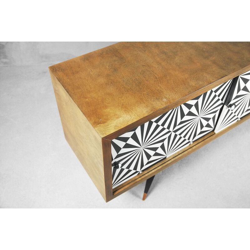 Vintage scandinavian sideboard in walnut with patterns 1960s