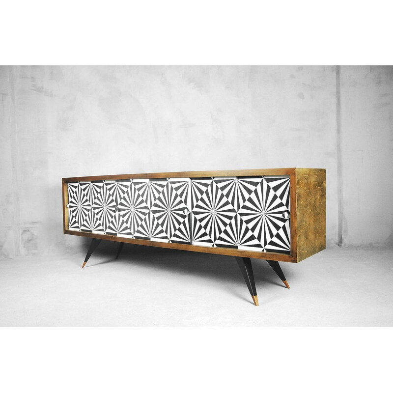 Vintage scandinavian sideboard in walnut with patterns 1960s