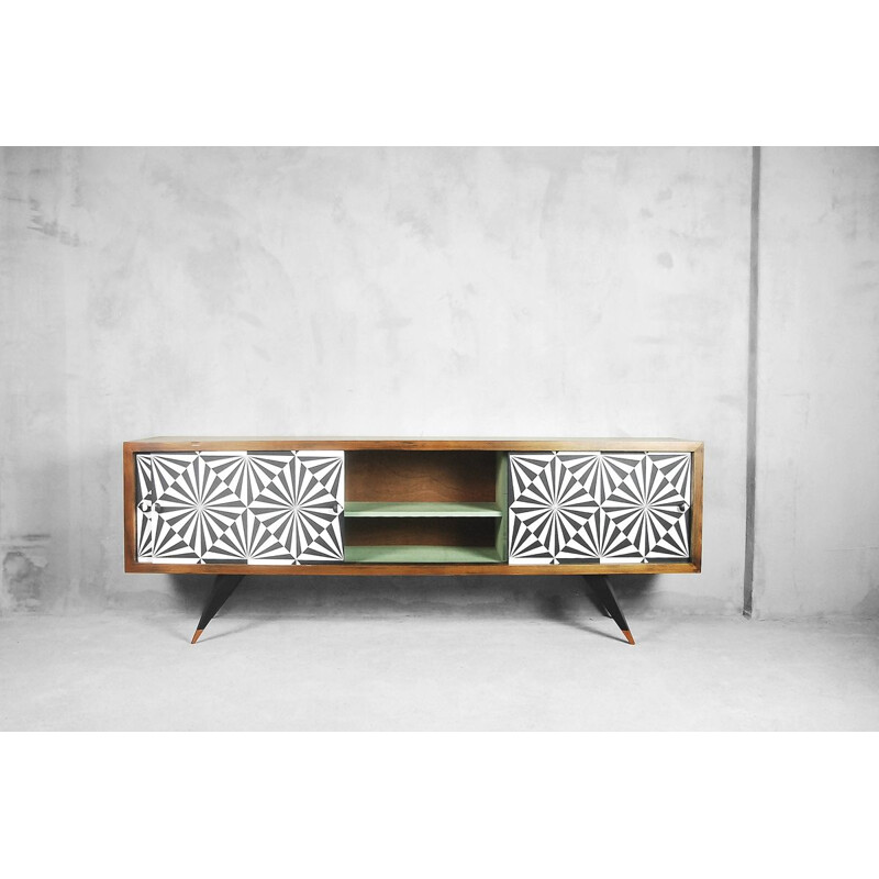 Vintage scandinavian sideboard in walnut with patterns 1960s