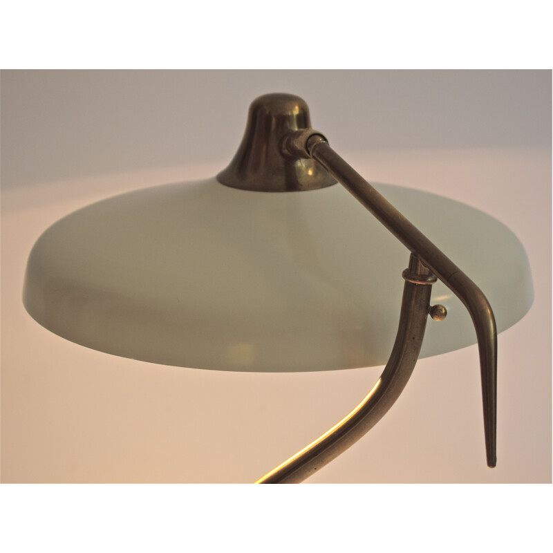 Vintage Lumi beige lamp in metal and brass 1950