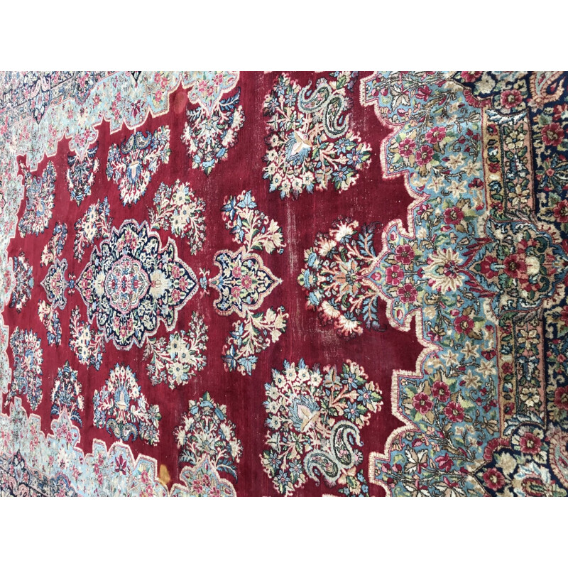 Large vintage Persian Kirman rug handmade