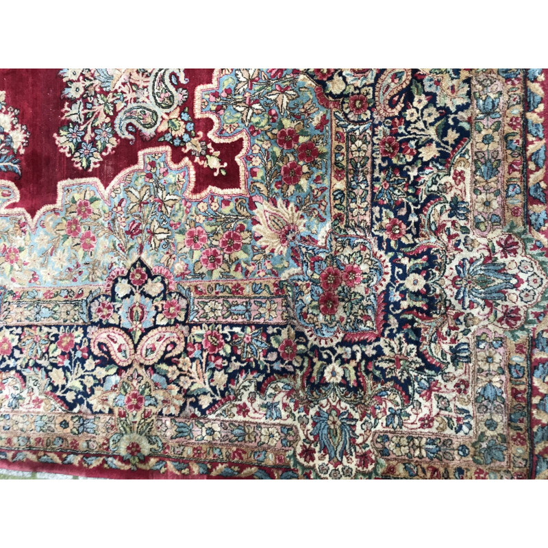 Grand tapis vintage persan Kirman fin fait main