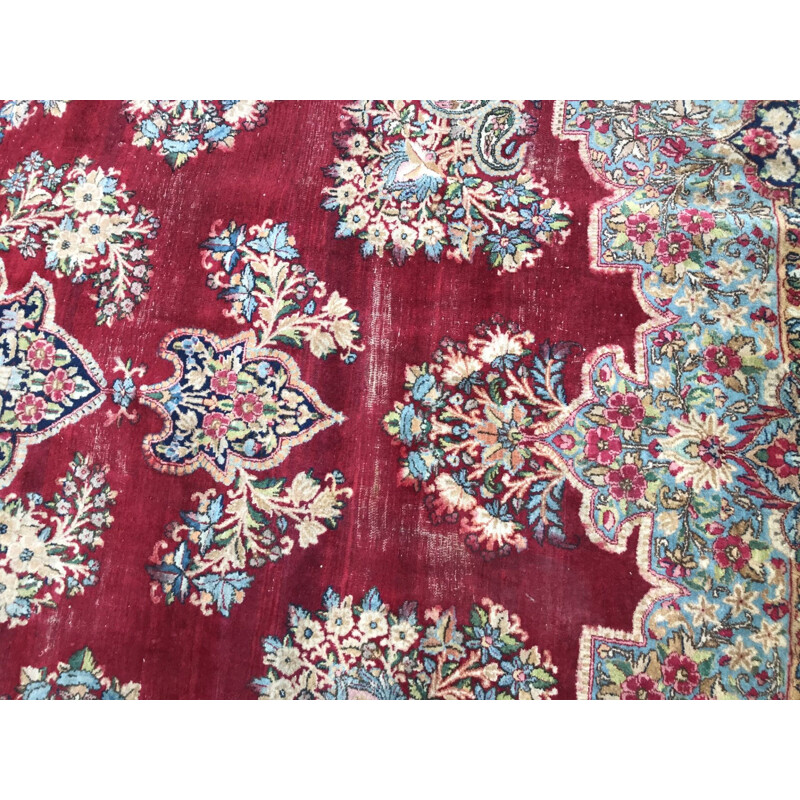 Grand tapis vintage persan Kirman fin fait main