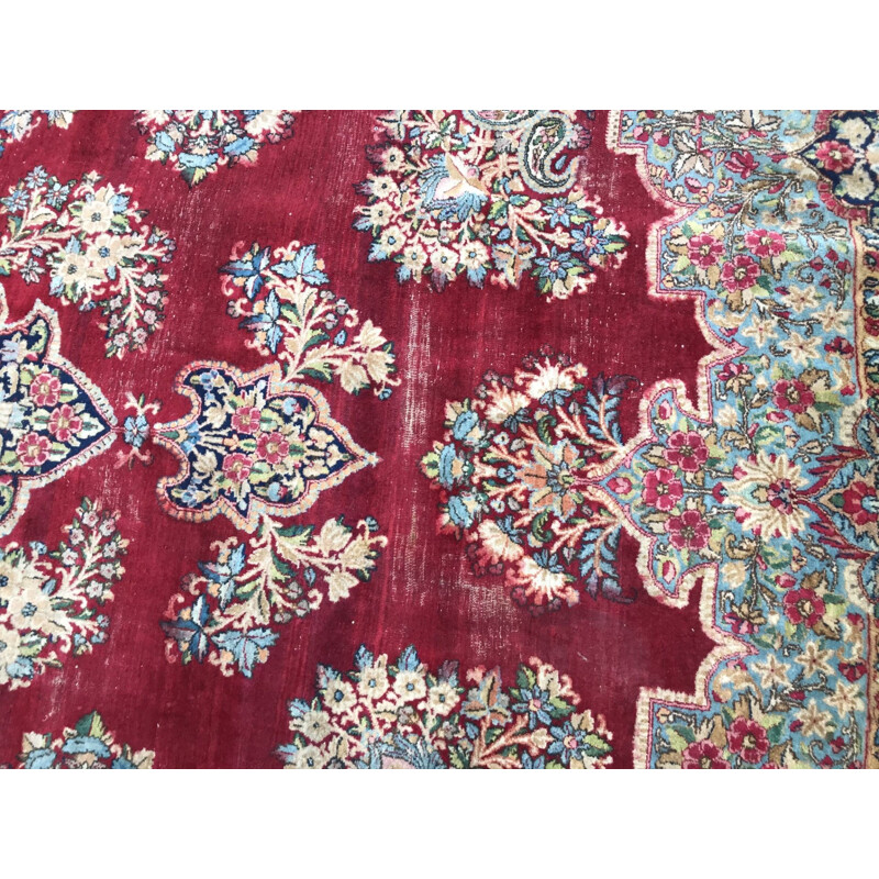 Large vintage Persian Kirman rug handmade