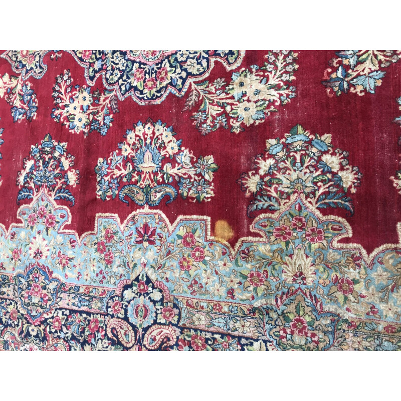 Grand tapis vintage persan Kirman fin fait main