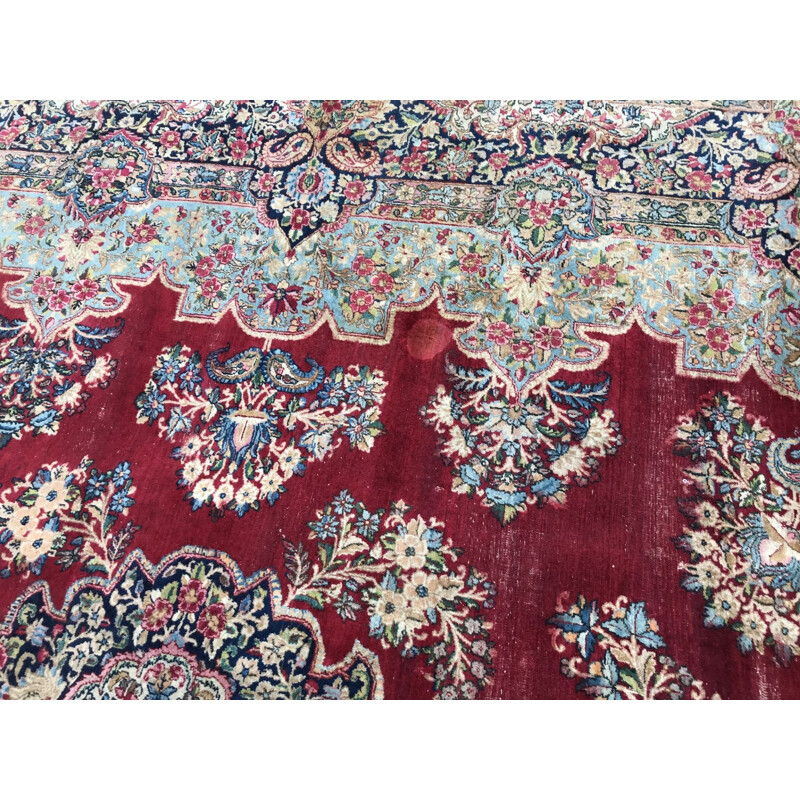 Large vintage Persian Kirman rug handmade