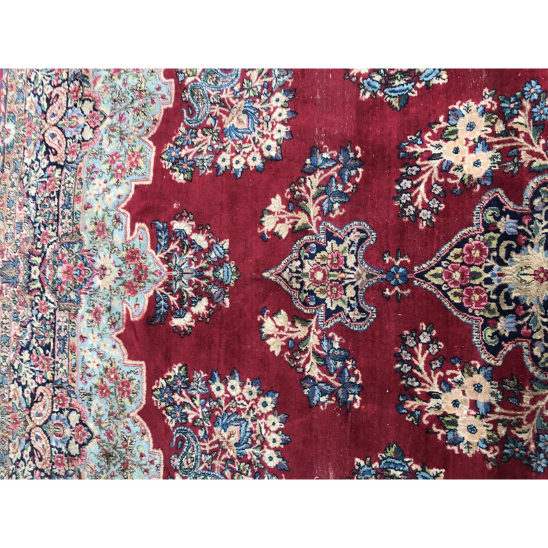 Large vintage Persian Kirman rug handmade