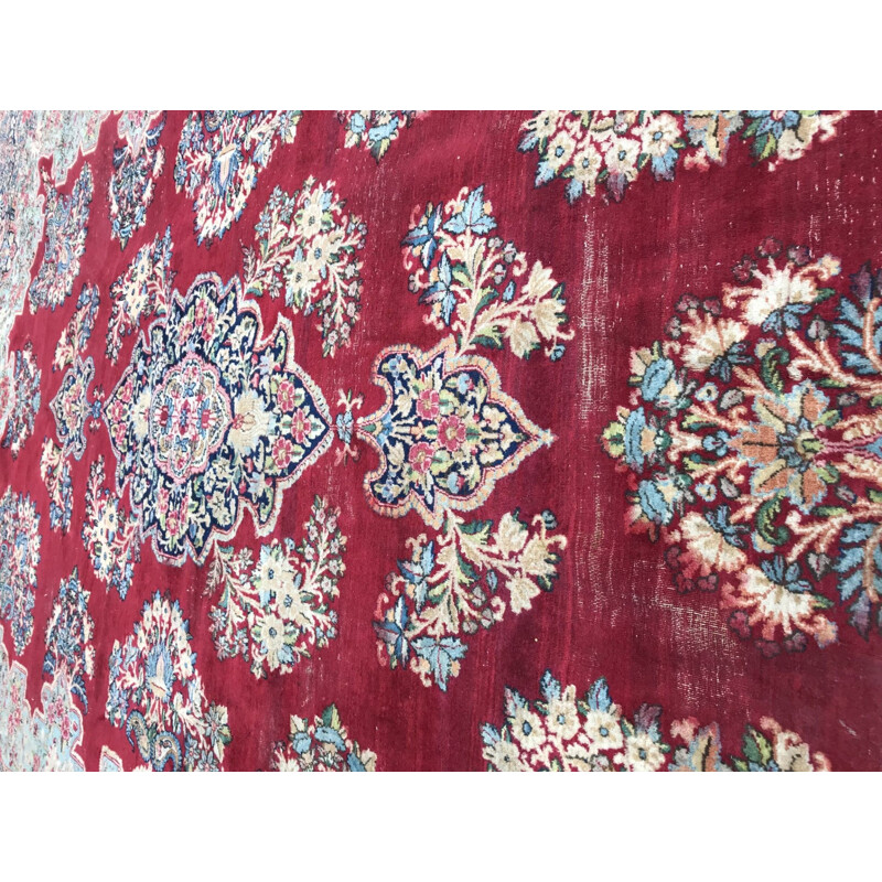 Large vintage Persian Kirman rug handmade