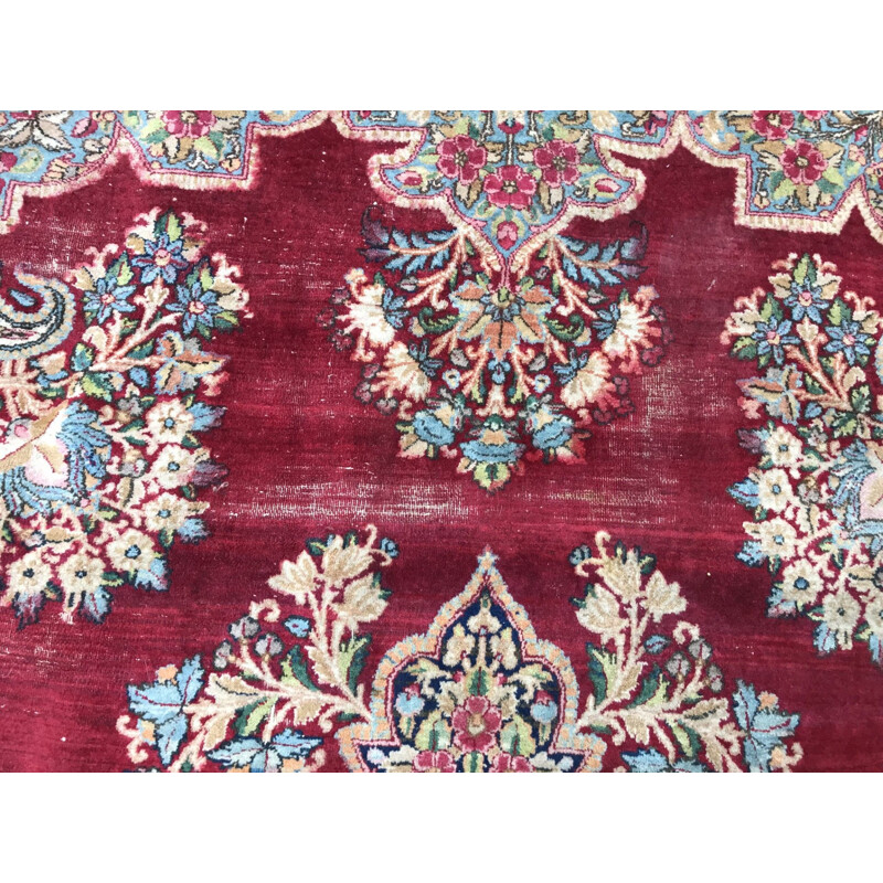 Large vintage Persian Kirman rug handmade