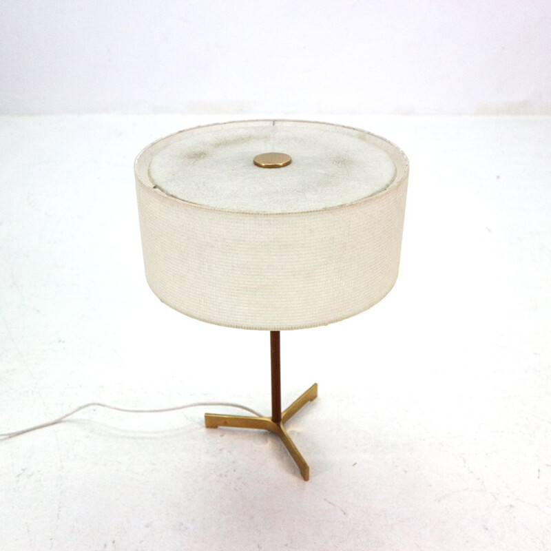 Vintage danish lamp in teak and brass