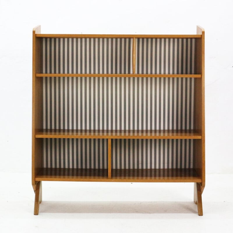 Vintage asymmetrical bookcase in ash by Ilse Moebel