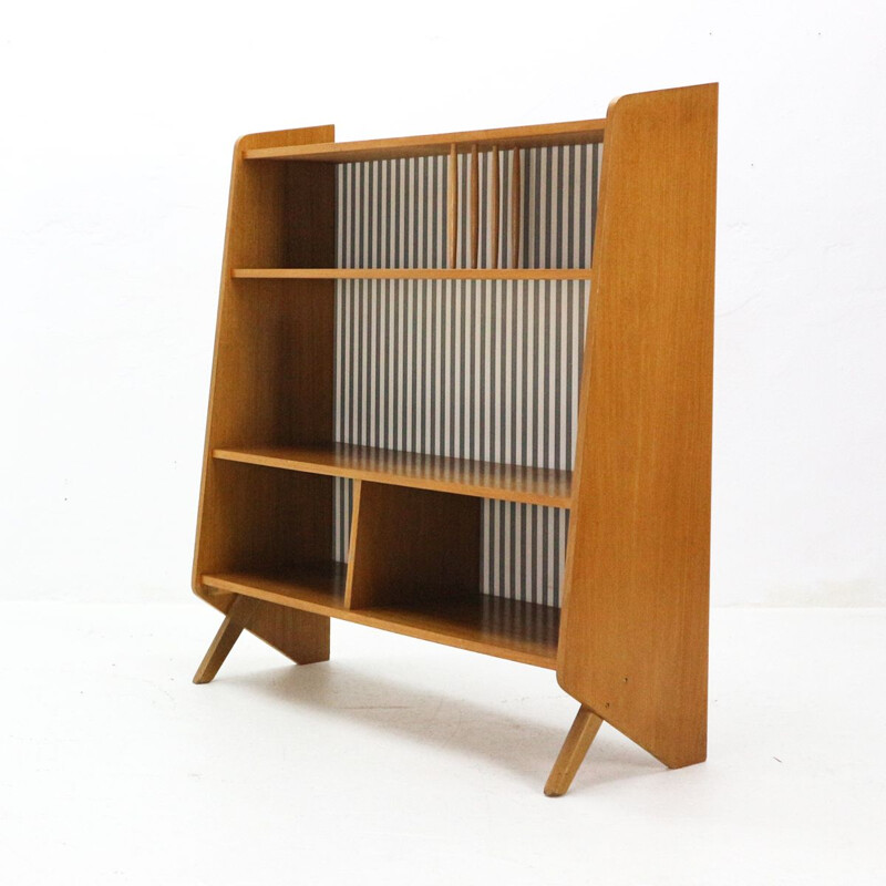 Vintage asymmetrical bookcase in ash by Ilse Moebel