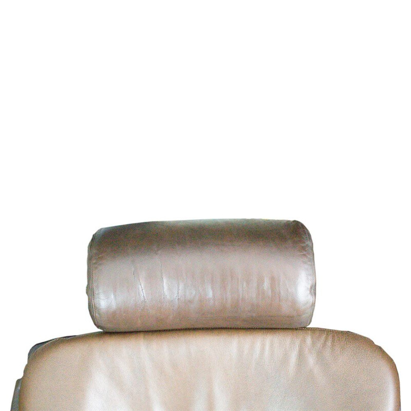 Vintage armchair in leather Kroken with footstool by Ake Fribytter for Nelo Möbel