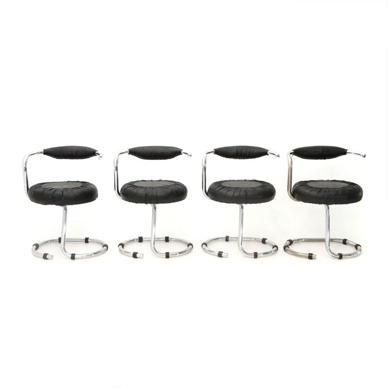 Set of 4 vintage metal chairs by Giotto Stoppino cushion