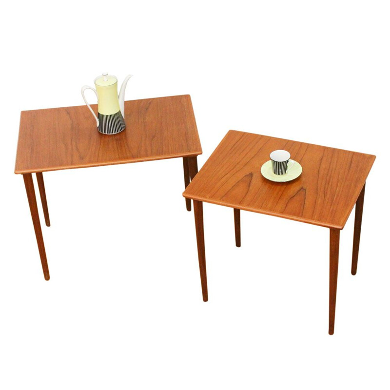 Set of 2 vintage Danish nesting tables in teak