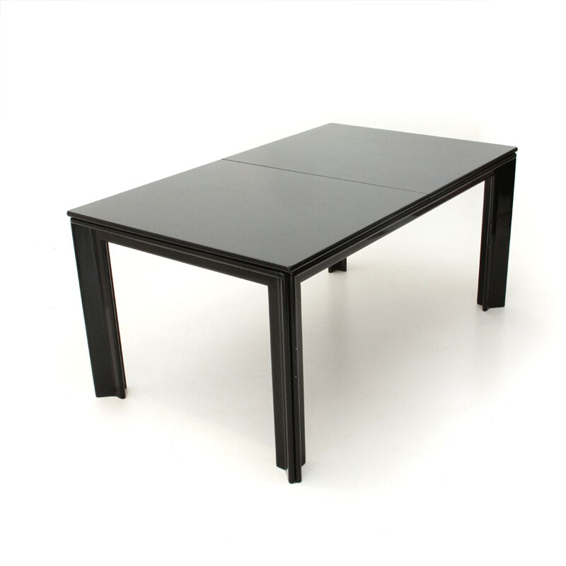 Table vintage en noir laqué par Tobia Scarpa pour Molteni