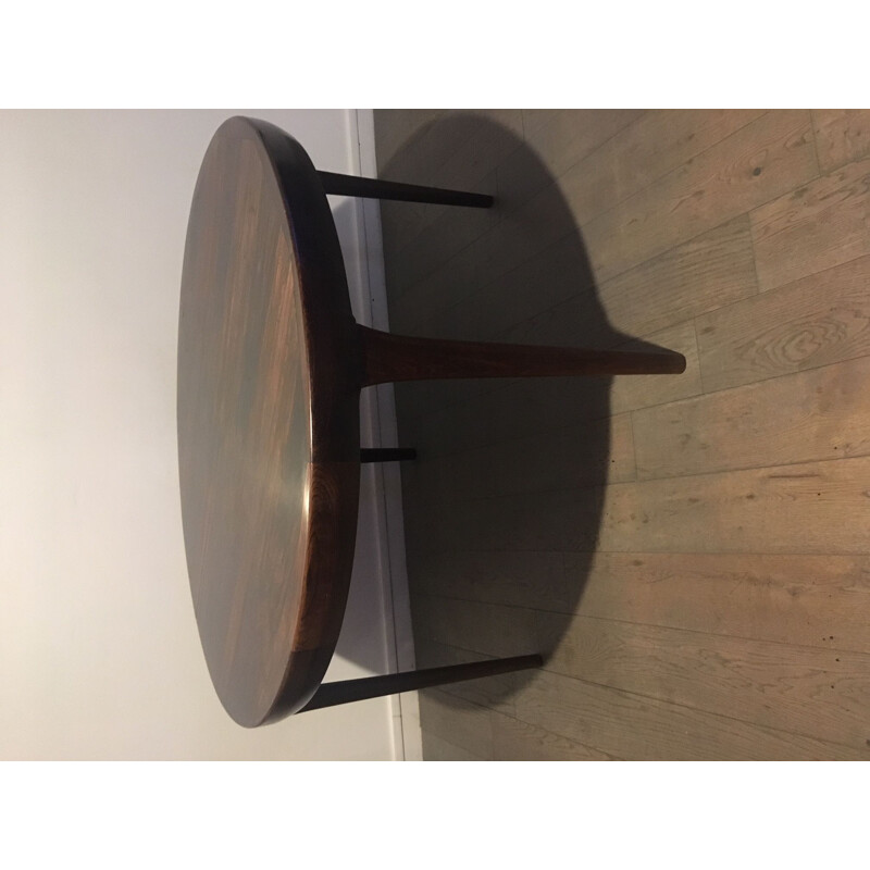 Table vintage ronde scandinave en palissandre par Kofod Larsen